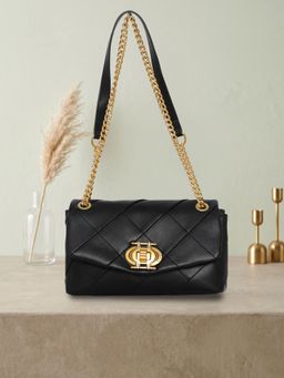 ESBEDA - Womens Black Plush Quilted Handbag (M)