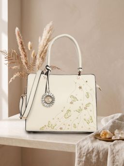 ESBEDA - Womens Off White Celestial Butterfly Embroidered Handbag with Sling Strap (M)