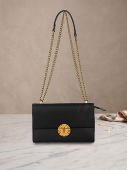 ESBEDA - Womens Black Iconic Flap Lock Handbag (S)