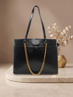 ESBEDA - Womens Black Signature Chain Shopper Handbag (L)