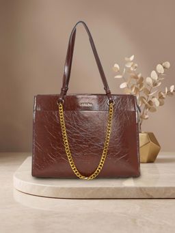 ESBEDA - Womens Brown Signature Chain Shopper Handbag (L)