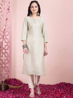 Indya - Green Embroidery Tiered Kurta