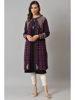 W - Purple Woven Cardigan