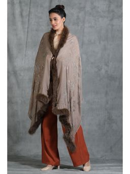 Dusala India - Handwoven Cashmere Fine Wool Lotus Design Swaroski Work Stole