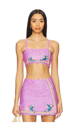 Oceanus - Della Beaded Powermesh Top