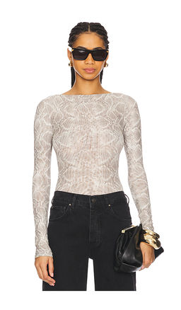 Good American - Mesh Boatneck Bodysuit