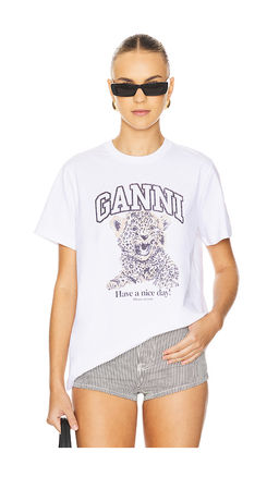 Ganni - Basic Jersey Leopard Relaxed T-Shirt
