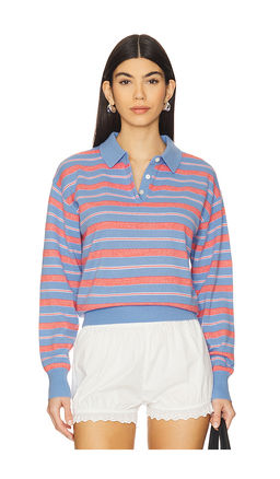 Guest In Residence - Collegiate Stripe Polo Cashmere Sweater