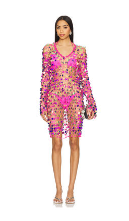 Milly - Sequin Crochet Mini Pullover Dress