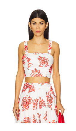 Milly - Rose Embroidery Square Neck Top