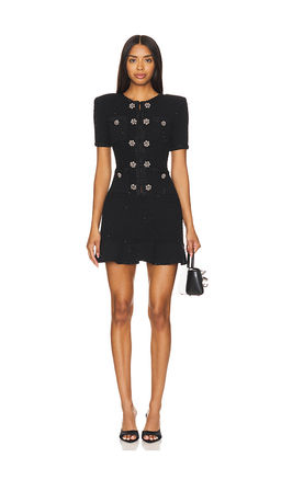 self-portrait - Buttoned Knit Mini Dress