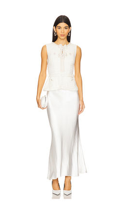 self-portrait - Cream Boucle Midi Dress