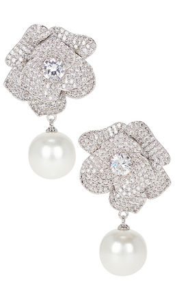 self-portrait - Crystal Flower Pearl Earrings