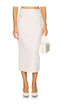 self-portrait - Boucle Pearl Midi Skirt