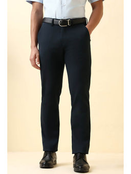 Allen Solly - Men Navy Blue Solid Formal Trouser