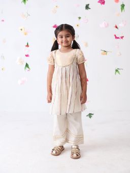 JILMIL - Multi-Color Lurex Kurta with Cotton Lace Stitched Palazzo (Set of 2)