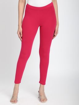 R&B - Cotton Lycra Skinny Solid High Waist Leggings - Pink