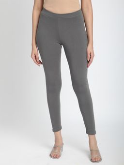 R&B - Cotton Lycra Skinny Solid High Waist Leggings - Grey