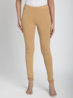 R&B - Cotton Lycra Skinny High Waist Full Length Leggings - Beige