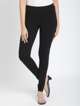 R&B - Cotton Lycra Skinny High Waist Full Length Leggings - Black