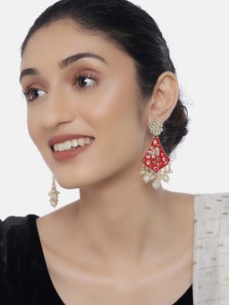 Laida - Gold-Plated & Red Classic Drop Earrings