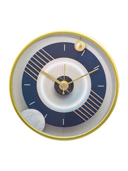 Kuber Industries - 12 Inch Silent Ticking Wall Clock For Home & Office Nc-21363 Blue & Gold
