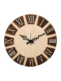 Kuber Industries - Big Size 14 Inch Silent Wall Clock For Home & Office Brown & White