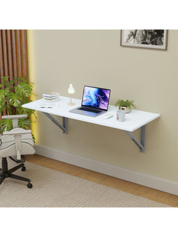 Kuber Industries - 48X16 Inch Mdf Wooden Wall Mount Table Foldable For Study White