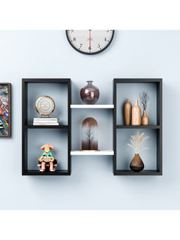 Kuber Industries - Mdf Wooden Floating Shelf For Wall White & Brown