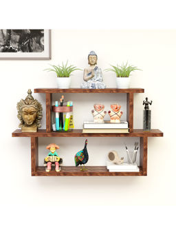 Kuber Industries - Mdf Wooden Floating Shelf For Wall Brown