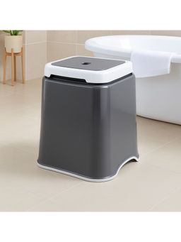Kuber Industries - 18 Inch Heavy Duty Plastic Stool For Sitting & Bathing Grey & White