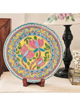 Ritualistic - Metal Lotus Single Wall Plate For Home Decoration With Stand Of 10 Inch