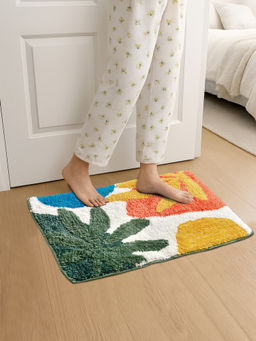 FABINALIV - Multicolor Floral Cotton Blend Anti Skid Door Mat