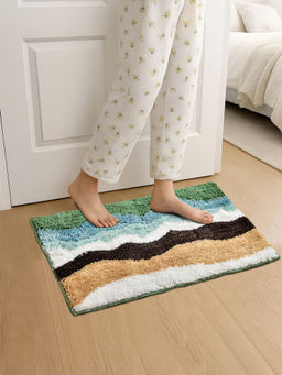 FABINALIV - Multicolor Abstract Cotton Blend Anti Skid Door Mat