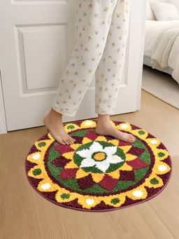 FABINALIV - Multicolor Ethnic Cotton Blend Anti Skid Door Mat