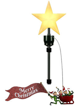 Little Surprise Box - Three Elves Rotating Christmas Tree Animated Topper