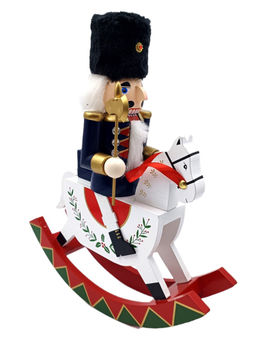 Little Surprise Box - Navy Wooden Rocking Horse Christmas Home and Table Decor