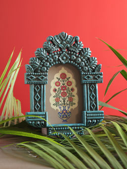 Revive Home - Rustic Greenish Blue Carved Frame