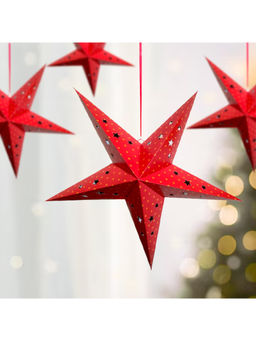 Special You - Red Christmas Paper Hanging Star Decoration, Christmas Decor (4Pc)