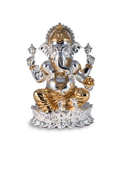 Shaze - Lotus Ganesha- Gold & Silver Figurine
