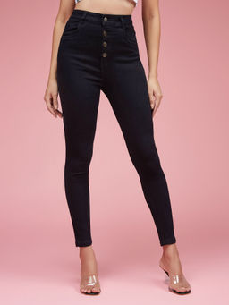 Miss Chase - Womens Black Skinny Fit High Rise Stretchable Denim Jeans