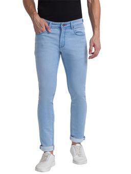 Raymond - Slim Fit Solid Medium Blue Jeans