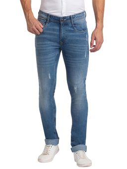 Parx - Slim Solid Medium Blue Jeans