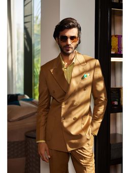 Philocaly - Caramel Yellow Notched Lapel Slim Fit Blazer