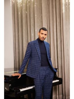 Philocaly - Glen Slim Fit Navy Blue Blazer