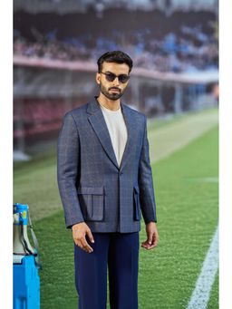 Philocaly - Wenger Blue Notched Lapel Slim Fit Blazer