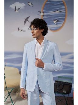 Philocaly - Quinn Blue Notched Lapel Slim Fit Blazer