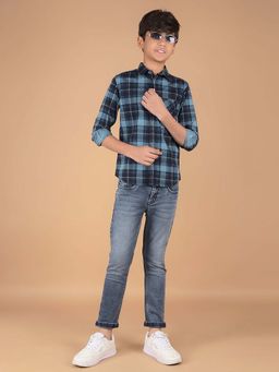 CRIMSOUNE CLUB - Boy'S Navy Blue Checked Shirt