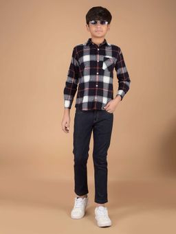 CRIMSOUNE CLUB - Boy'S Multi-Color Checked 100% Cotton Shirt