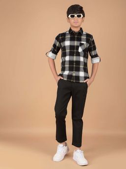 CRIMSOUNE CLUB - Boy'S Black Checked 100% Cotton Shirt